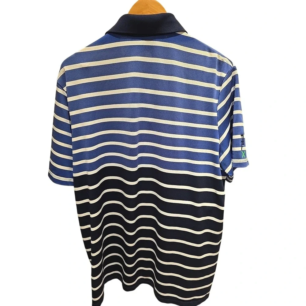 Ralph Lauren RLX 1914‎ Pique Golf Short Sleeve Polo XL Striped Black and Blue